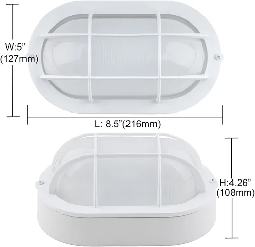 Miniatura 6 de GRUENLICH Luces de pared exteriores ovaladas de 8.5'', Luz de mamparo LED regulable, Iluminación para sauna y exterior, Clasificación ETL, 6W 600