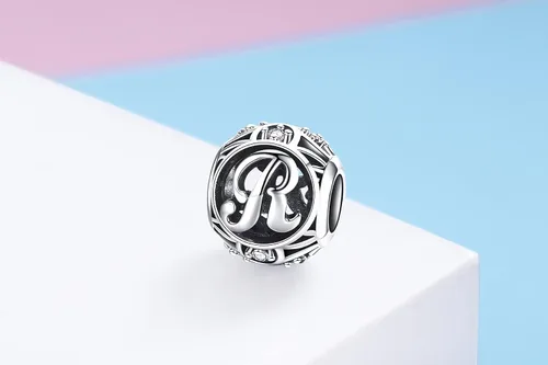 Miniatura 6 de RUKYF Dijes de letras de plata de ley 925 con inicial de la A a la Z para pulseras collares cuentas del alfabeto de circonita cúbica regalos