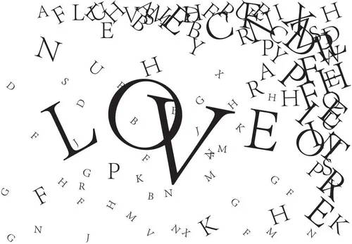 Miniatura 2 de wall26 - Mural de pared con letras serif negras dispersas alrededor de la palabra, adhesivo extraíble, decoración del hogar, 66 x 96 pulgadas Letras
