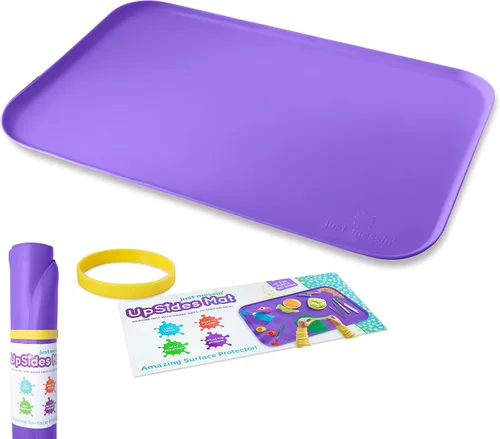 Just Messin' Tapete de silicona para niños, reutilizable, antideslizante, resistente al calor, con bordes elevados de 0.6 pulgadas para contener