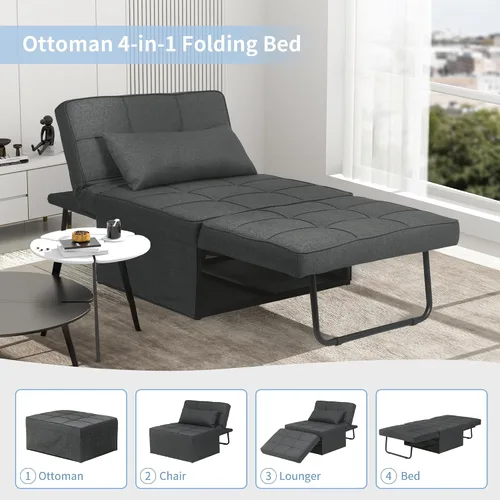 Miniatura 3 de Sofá cama plegable y multifuncional 4 en 1: otomana, cama para invitados moderna con silla reclinable ajustable para habitación pequeña o apartamento