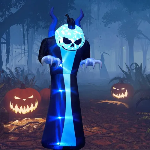 Inflables gigantes de Halloween de 10 pies, decoraciones de Halloween inflables con luz LED, bolsas de arena, estacas, cuerdas, inflables de