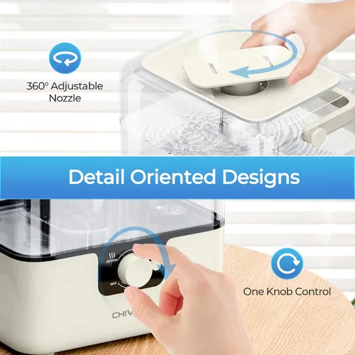 Miniatura 8 de CHIVALZ Humidificadores para dormitorio, humidificadores de niebla fría de 6 L para guardería, silenciosos de 26 dB, tiempo de funcionamiento de 50