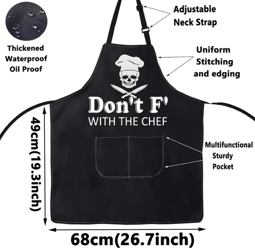 Miniatura 2 de WZMPA Divertido delantal de cocina ajustable para cocinar, regalos de chef Don't f' With The Chef Baking Grill Delantales para papá y hombres