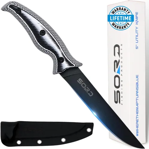 SORD - Cuchillo de pesca – Cuchillo utilitario de 5 pulgadas para pesca y caza – Equipo de caza de hoja fija y equipo de pesca – Incluye funda Kydex