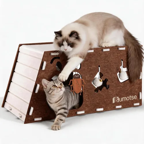 Cueva de fieltro para gatos de interior, túnel modular escondite para gatos grandes de hasta 22 libras, acogedor condominio de fieltro lavable para