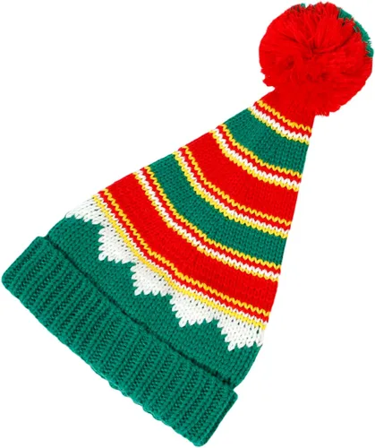 Miniatura 4 de Sombrero de Papá Noel a rayas cálidas de punto para adultos y niños, gorro con pompones, gorro unisex para mamá, suministros de fiesta de vacaciones