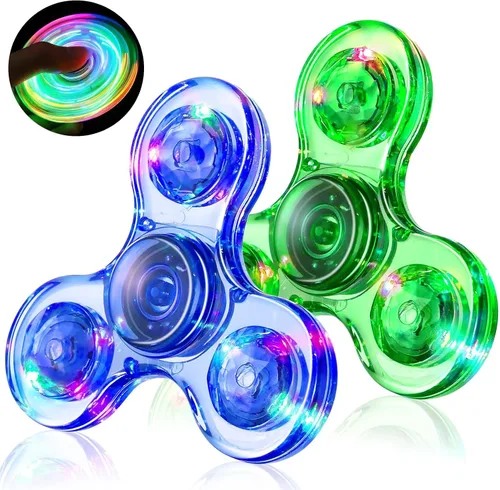Gigilli Fidget Spinners para Niños Paquete de 2, Juguetes Fidget Sensoriales con Luz para Adultos Niño 4-8-12, Brillan en la Oscuridad Juguetes TDAH