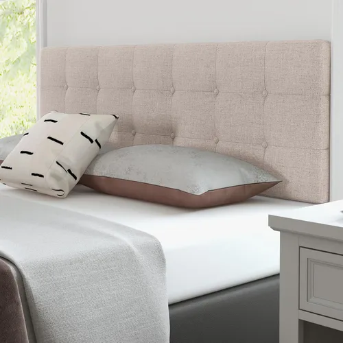 Miniatura 4 de Giantex Cabecero Tapizado de Lino, Cabecero con Botones Capitoné de Ancho Ajustable Solo con Patas de Madera Maciza, Se Fija al Marco, Cabeceros