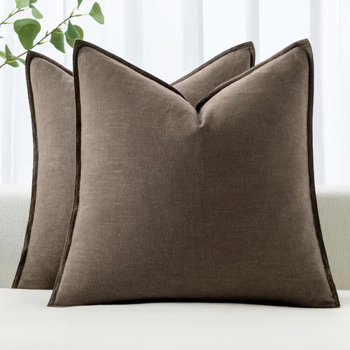 Miniatura 29 de MIULEE - Juego de 2 fundas de almohada decorativas de lino, estilo bohemio, rústico, neutral, para sofá, cama, 16 x 16 pulgadas, color marrón