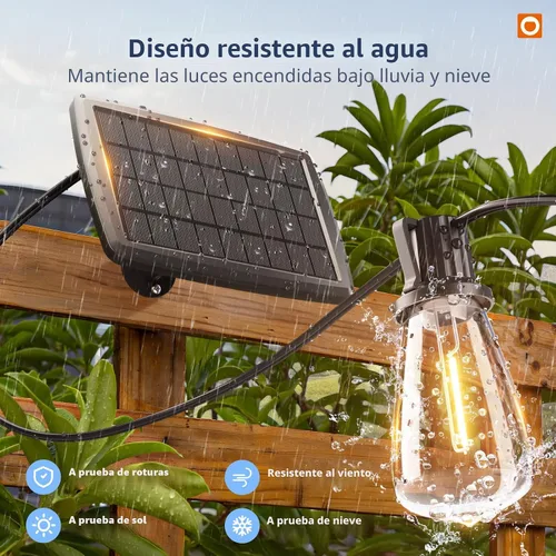 Miniatura 6 de addlon Luces de Cadena Solares de 102 pies (96+6) para exteriores con control remoto, 30 horas + luces de patio impermeables de larga duración, luz