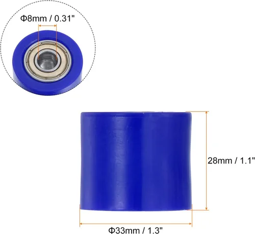 Miniatura 2 de HARFINGTON Tensor de polea de rodillo de cadena de 0.315 pulgadas (0.315 in), tipo cilindro de nailon, deslizador de rueda para mini motocicleta
