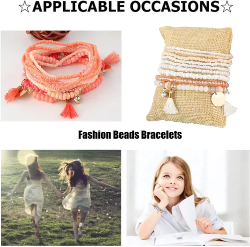 Miniatura 7 de MILACOLATO 6 Juegos de Pulseras de Cuentas Bohemias Multicapa Apilables Pulseras Elásticas Cómodas Pulseras de Dijes Bohemias Multicolor