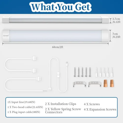 Miniatura 6 de Lámpara LED Utilitaria para Tienda de 2 pies y 4 pies, con enchufe, Luz de Tubo LED enlazable Impermeable Airand, Lámpara para debajo del gabinete