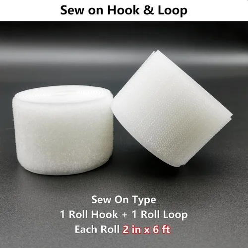 Miniatura 2 de Matenf Tiras de velcro para coser, 2 pulgadas de ancho, fáciles de coser, excelente agarre, no adhesivas, cinta entrelazada, cinta de gancho y bucle