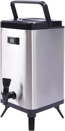 Miniatura 15 de Dispensador de bebidas aislado, dispensador de bebidas calientes de acero inoxidable de 2.11 galones con termómetro, dispensador de bebidas frías