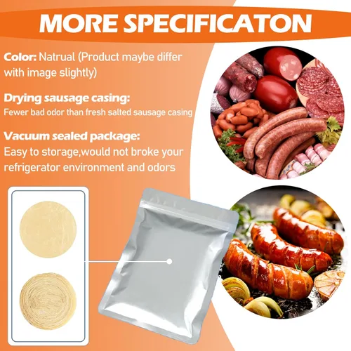 Miniatura 6 de HAIKISS Carcasa de salchicha de secado comestible, tripas naturales para salchichas caseras sabrosas, salchichas de desayuno, salchichas italianas