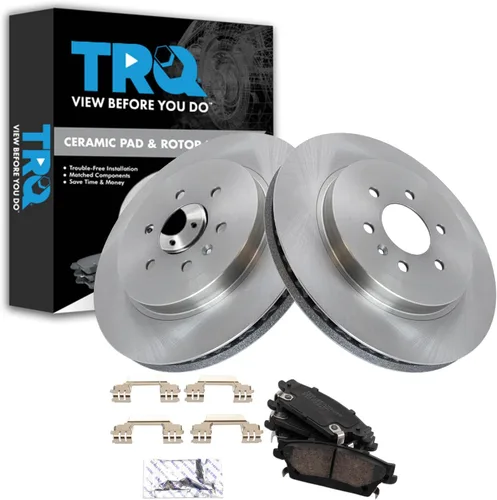 Miniatura 95 de TRQ Kit de rotor de freno trasero y pastillas de cerámica Posi premium compatible con camioneta Chevy GMC