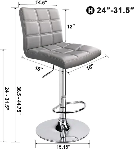 Miniatura 2 de Leopard - Taburetes de bar ajustables de piel sintética moderna con respaldo, juego de 3, taburetes giratorios de altura de mostrador, taburetes