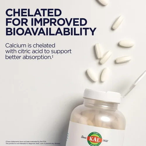 Miniatura 5 de KAL Citrato de calcio 1000 mg, suplementos de calcio para mujeres y hombres, salud ósea, dientes, apoyo del sistema nervioso, muscular