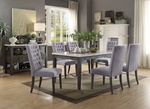 Miniatura 2 de ACME Mesa de comedor Merel - Mármol blanco y roble gris