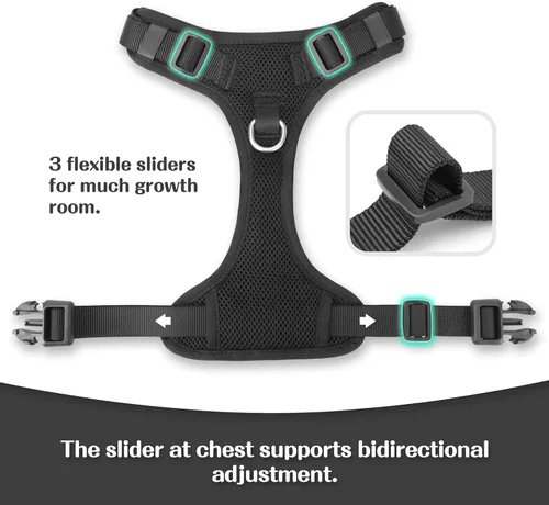 Miniatura 5 de Arnés sin tirones para perros pequeños, medianos y grandes, chaleco de malla ajustable de 2 capas con doble clip, a prueba de escapes, liberación