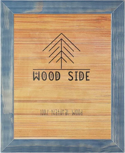 Miniatura 12 de Marco de fotos de madera rústica de 11 x 14 – 100% madera maciza natural ecológica envejecida para montaje en pared, color azul