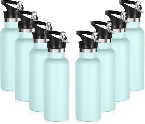Miniatura 20 de Volhoply Botella de agua aislada para niños de 17 onzas, botellas de agua de acero inoxidable con tapa con pajilla, botella de agua de metal al