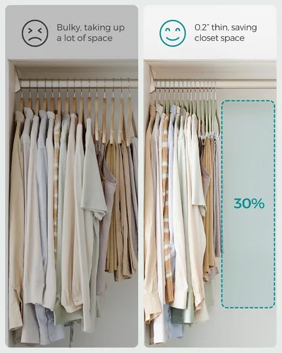 Miniatura 7 de SONGMICS Paquete de 30 perchas para pantalones y 50 perchas para ropa, perchas de terciopelo con clips ajustables, antideslizantes y ahorran