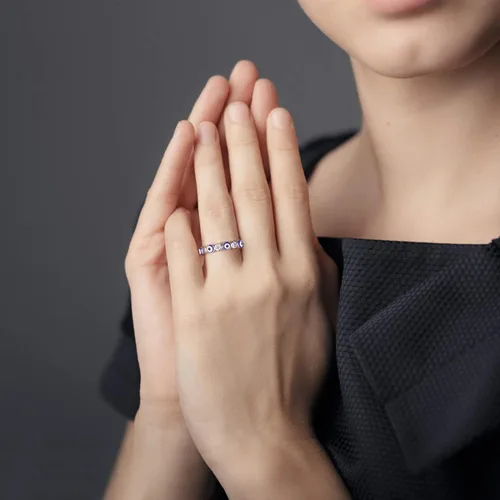 Miniatura 4 de Esbbela Anillo contra el mal de ojo para mujer, chapado en oro blanco de 18 quilates, banda de ojo turco con circonita cúbica, anillo de compromiso