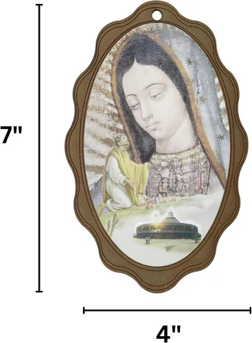Miniatura 5 de Needzo Altar de Nuestra Señora de Guadalupe, imagen de madera de la Virgen María, regalos religiosos o decoración del hogar para pared, repisa