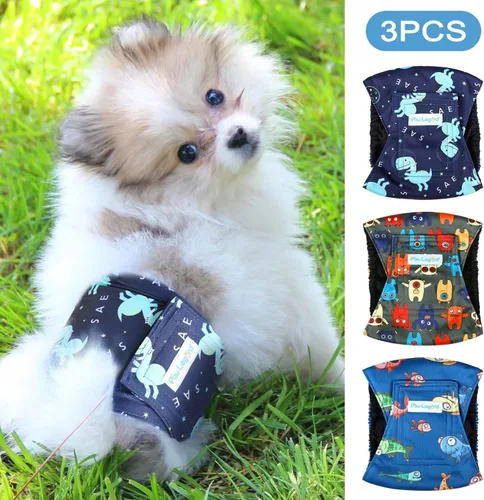 Miniatura 3 de Paw Legend Pañales lavables para perros machos, pañales reutilizables para cachorros y perros machos (paquete de 3, L)