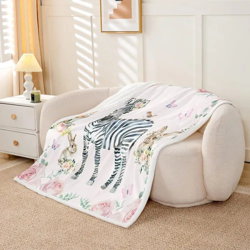 Miniatura 3 de Erosebridal Manta infantil de cebra de 40 x 50 pulgadas para dormitorio, sala de estar, sofá, sofá, manta de forro polar de animales de zoológico