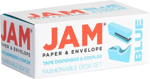 Miniatura 4 de JAM PAPER Juego de oficina y escritorio - 1 engrapadora y 1 dispensador de cinta - Azul - Paquete de 2