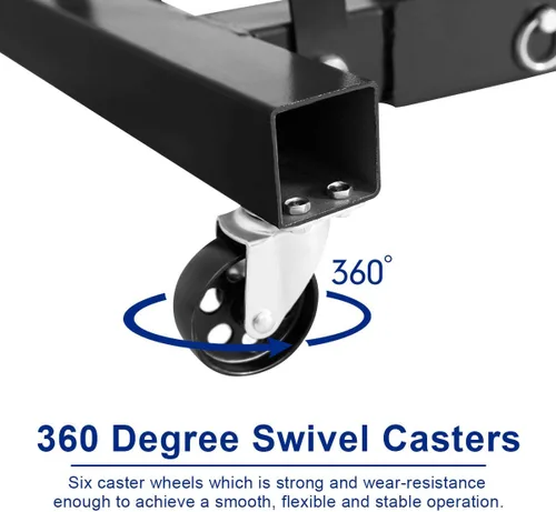 Miniatura 5 de Goplus - Grúa plegable para motor con capacidad para 2 toneladas, plataforma elevadora, para taller, de acero resistente y 6 ruedas de hierro