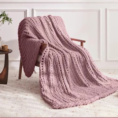 Miniatura 19 de Negwoo - Manta de punto grueso, de felpilla, para cama y sofá, manta de ganchillo hecha a mano, grande y gruesa, lavable a máquina, bonita y cómoda