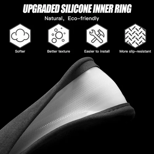 Miniatura 2 de Funda para volante de gamuza con anillo interior de silicona mejorado, anticalor, transpirable, antideslizante, de cuero universal de 14.5 a 15