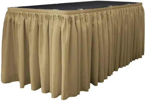 Miniatura 40 de LA Linen Falda de mesa de popelina de poliéster para mesas rectangulares, tela plisada para banquetes de boda, 14 pies por 29 pulgadas de largo