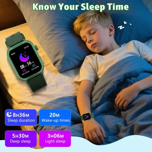 Miniatura 7 de Reloj inteligente para niños para niño y niña, relojes para niños con 19 modos deportivos, frecuencia cardíaca, monitor de sueño, podómetro, reloj