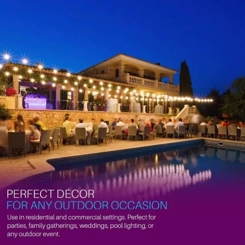 Miniatura 8 de Svater Guirnalda de luces para exteriores impermeables de 100 pies, luces LED para patio exterior con 52 bombillas G40 inastillables, iluminación