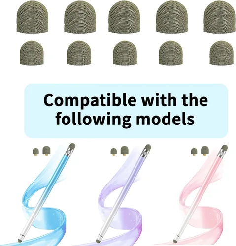 Miniatura 5 de Bopomofo Puntas de Malla de Fibra de Repuesto para Lápices Stylus - 10 Piezas Puntas de Stylus, Puntas de Lápiz Stylus, Puntas de Repuesto de Punta