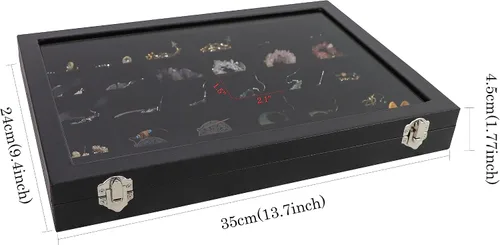 Miniatura 6 de Wudygirl Bandeja organizadora de joyas con tapa transparente de 30 rejillas, apilable, caja de almacenamiento de joyas, anillos, aretes, collares