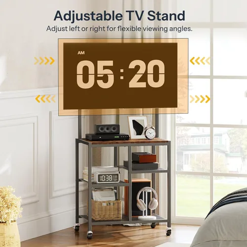 Miniatura 3 de HOOBRO Soporte de TV pequeño con ruedas y soporte para televisores de 50 pulgadas, soporte móvil de TV móvil con estantes de almacenamiento, pequeño
