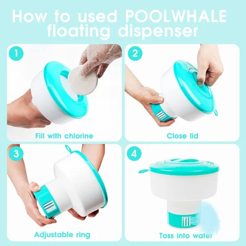 Miniatura 5 de POOLWHALE Flotador con cloro y bromo para piscina y spa, Azul