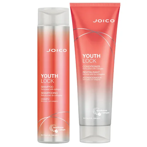 Juego de champú y acondicionador YouthLock formulado con colágeno | Cuerpo juvenil y rebote | Reduce la rotura y el encrespamiento | Libre de