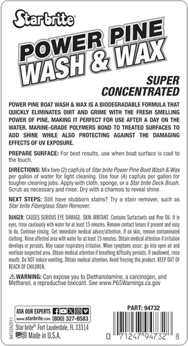Miniatura 2 de STAR BRITE Power Pine Wash & Wax - Fórmula concentrada de grado marino para barcos, automóviles y más, limpia, brillo, protección UV y elimina