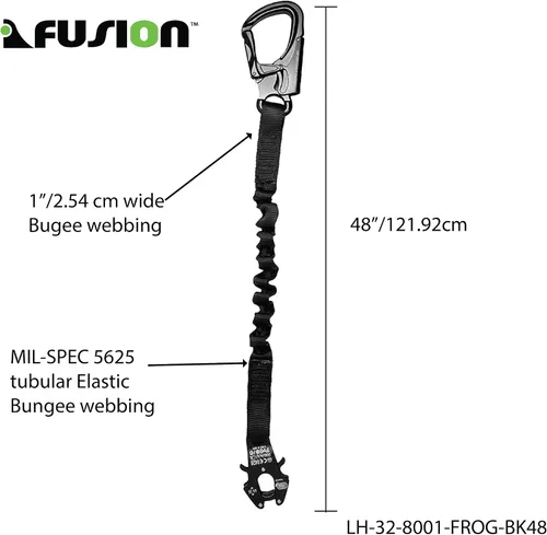 Miniatura 3 de Fusion Tactical ProGlide - Cordón elástico de 4 pies con grillete de rana Kong, 23 kN, negro, 48 pulgadas