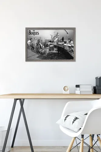 Miniatura 6 de The Beatles - Póster de pared de Let It Be Studio, 22.4 pulgadas de largo x 14.7 pulgadas de ancho, versión enmarcada de madera de granero