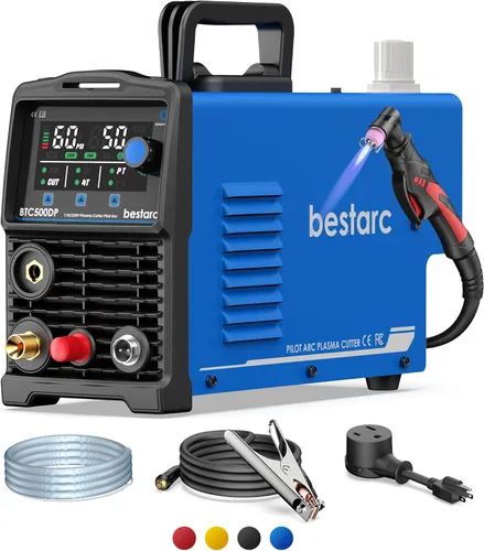 bestarc Cortador de Plasma, [Arco Piloto][Pantalla LED Grande][Sensor de Aire] Máquina Cortadora de Plasma bestarc de 50A 110/220V Voltaje Dual,