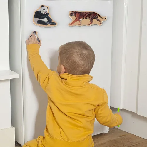 Miniatura 5 de Imanes para refrigeradora Steventoys para niños - Imanes de animales de zoológico para nevera para niños pequeños - Juguetes magnéticos de madera